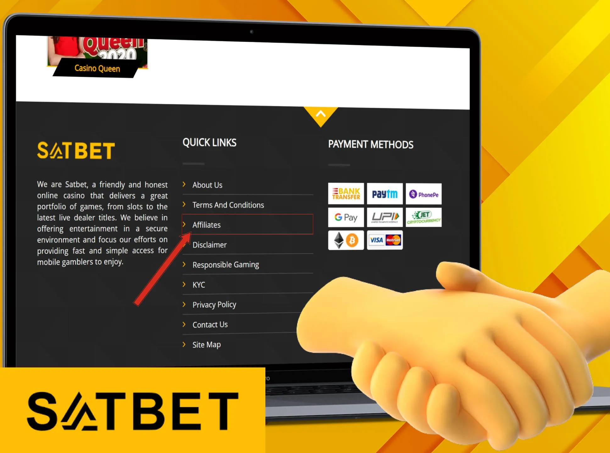 Register your own Satbet affiliate account.