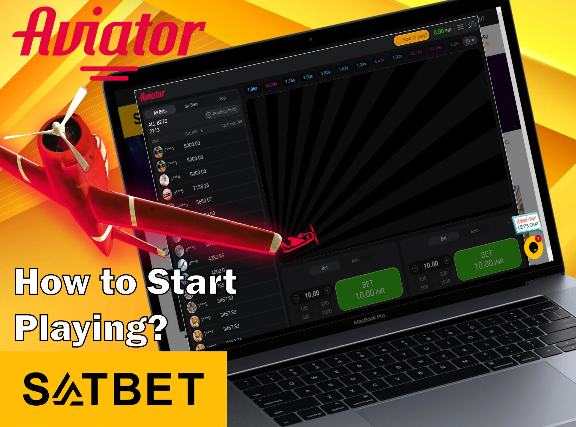 Start playing the Aviator game at the Satbet.