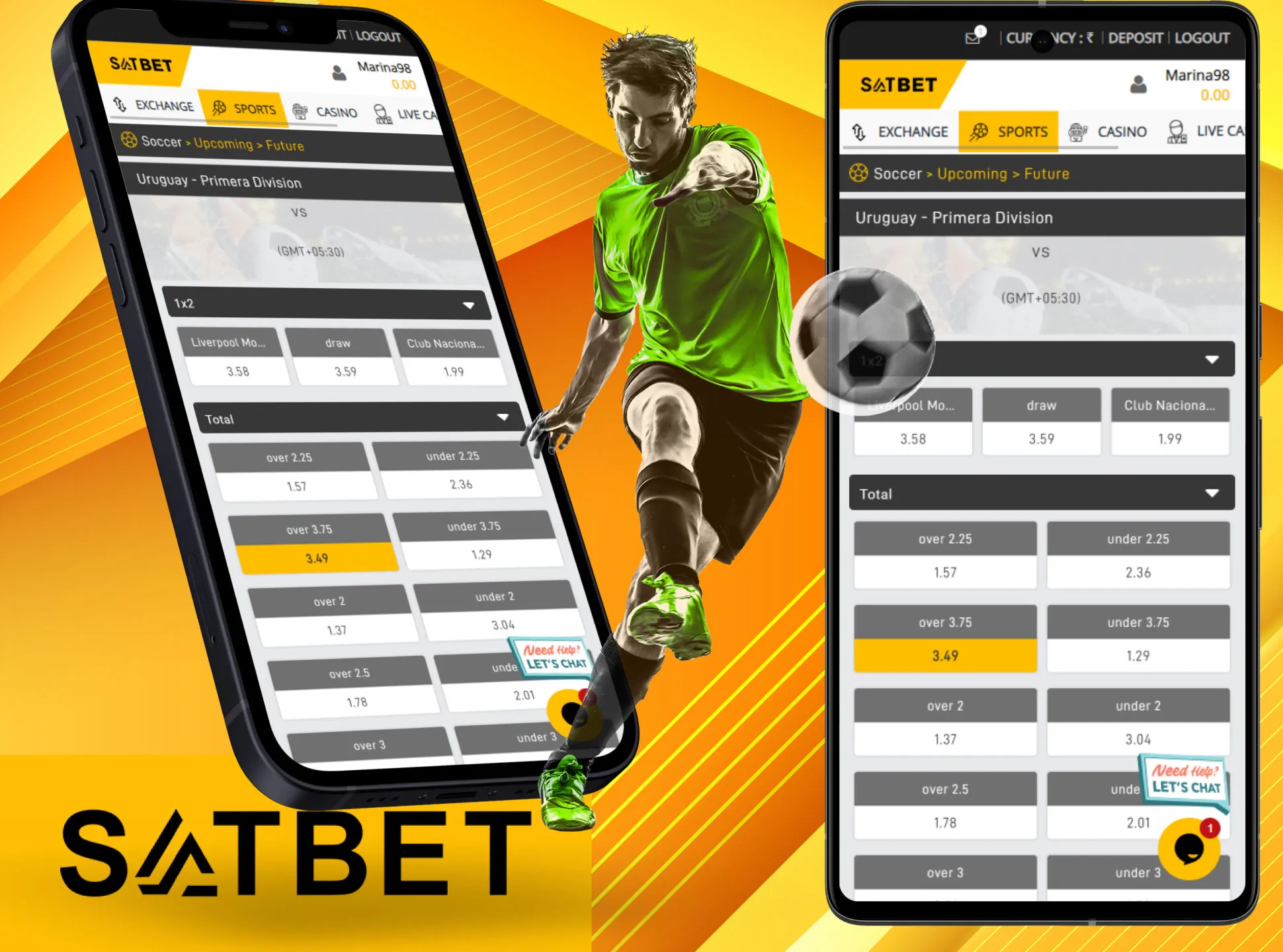 Bet on and watch football matches in the Satbet app.