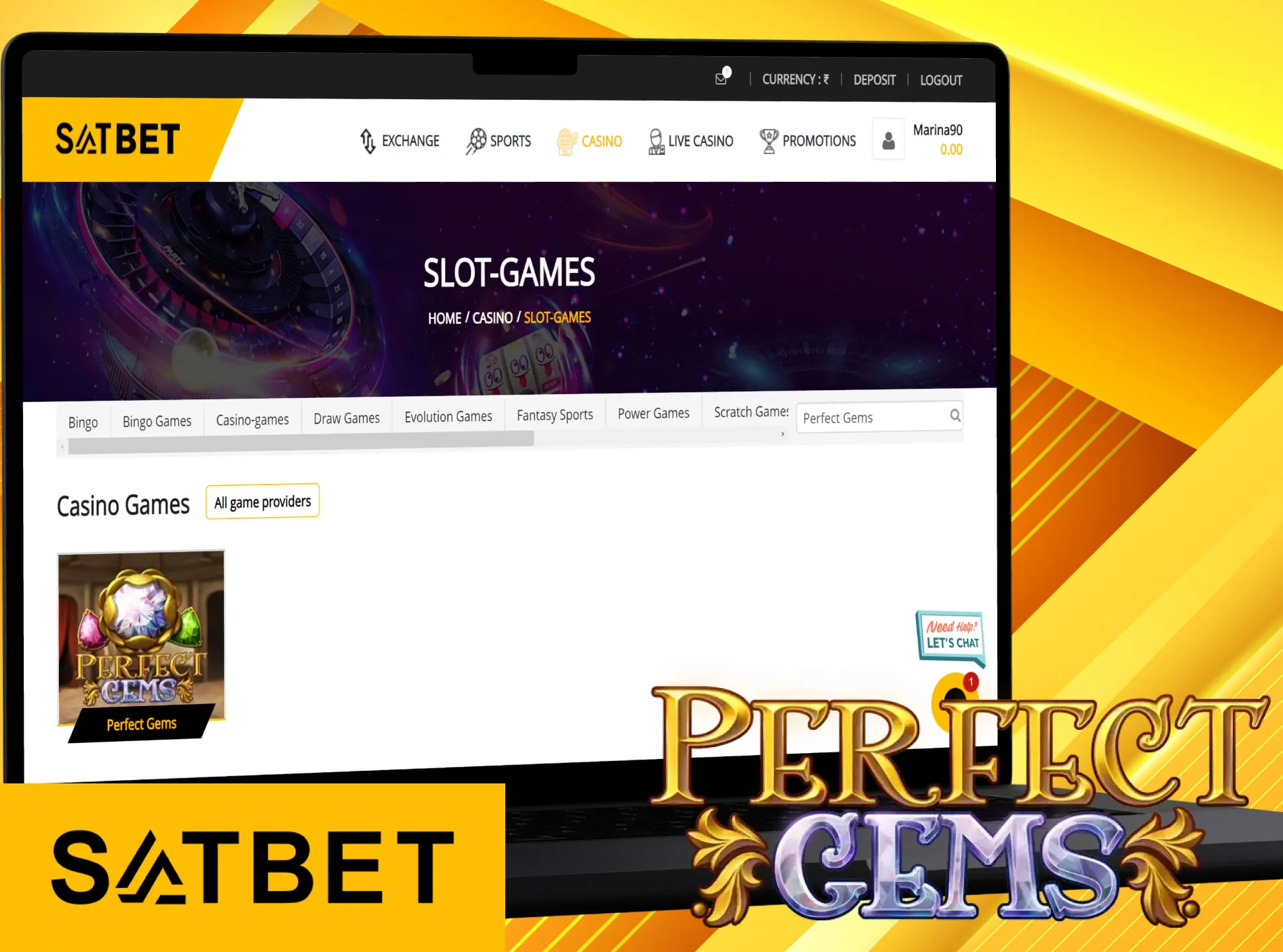 Win jewels in the Perfect Gems slot at the Satbet.